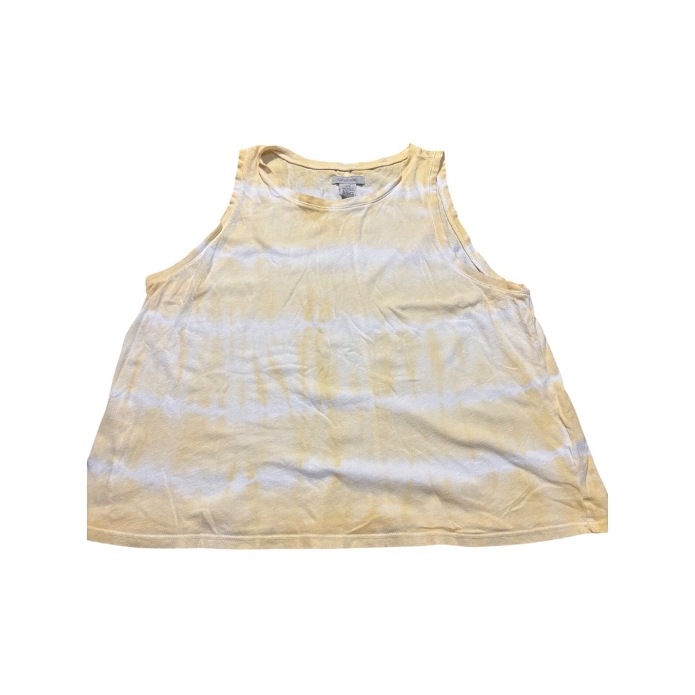 OUTERNOWN Tie Dye Tank Top Yellow White Sleeveless Casual Women's Size L beachy‎